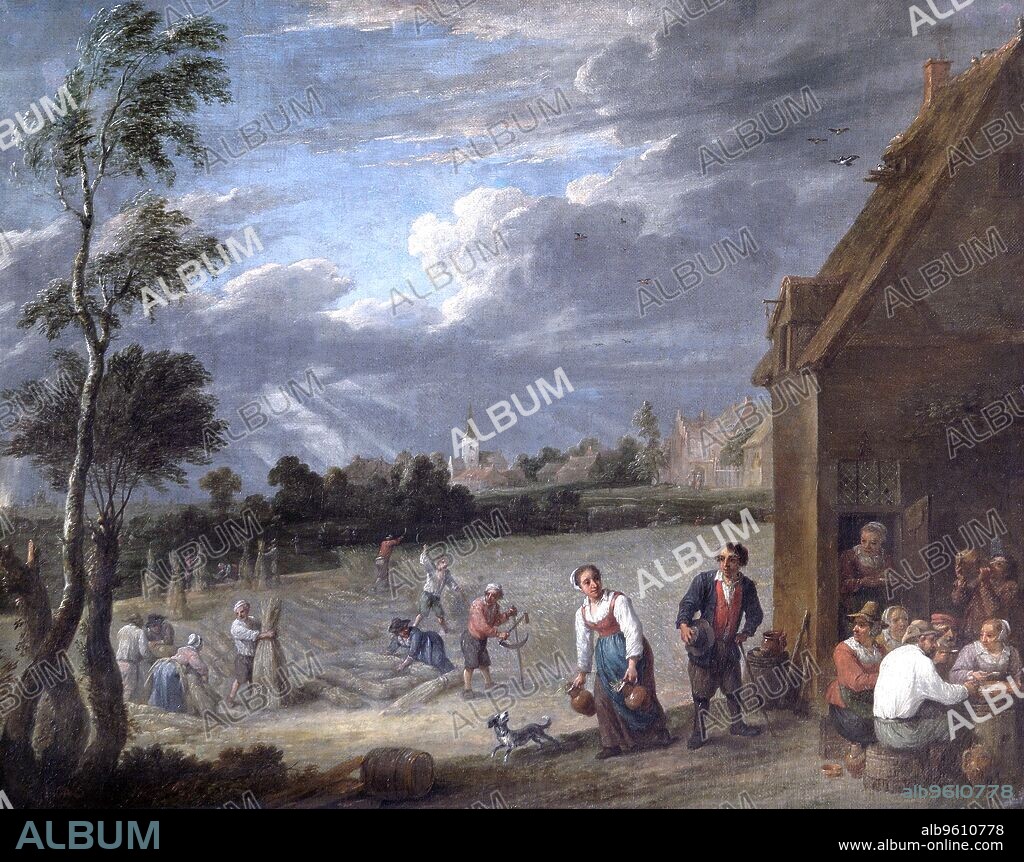 DAVID TENIERS II. 'A Harvest scene', 17th century. Painting in Apsley House, London, from the Spanish Royal Collection, captured by the Duke of Wellington at Vitoria in 1813 during the Peninsular War.