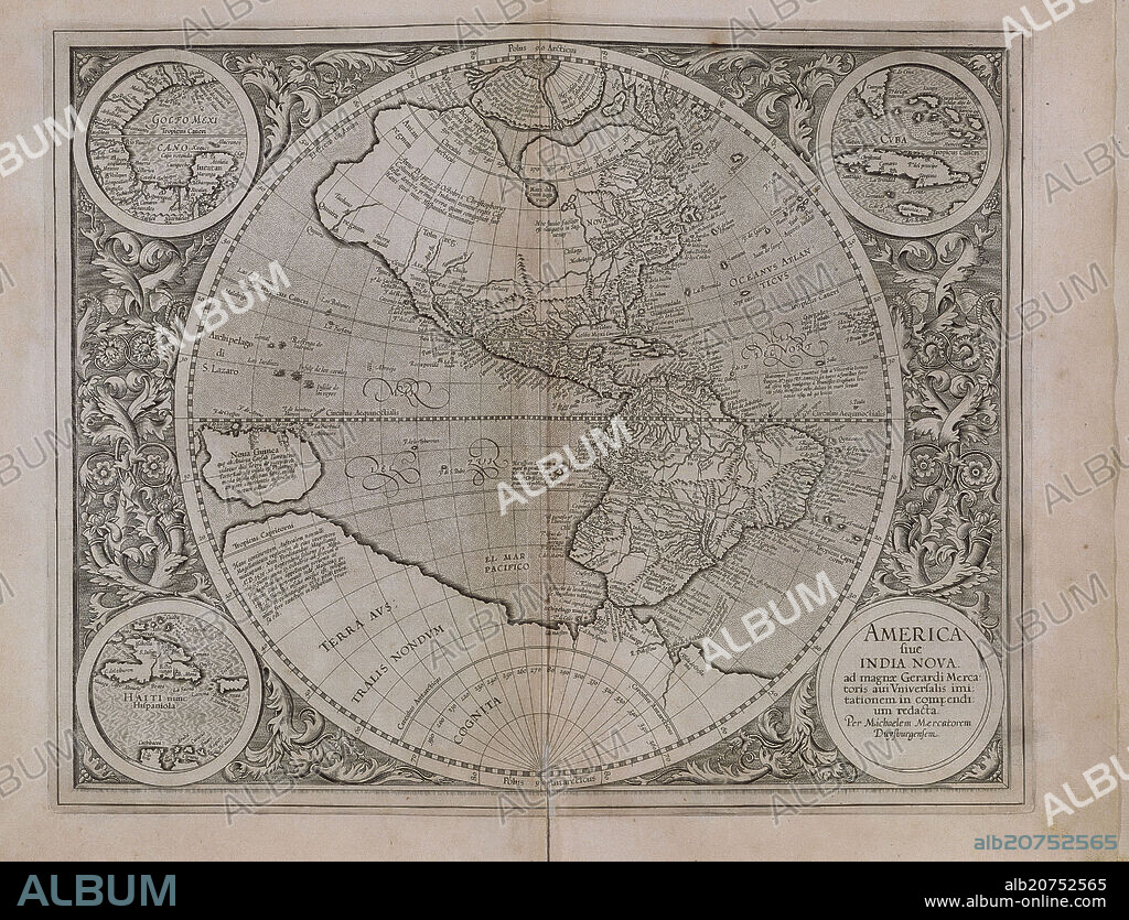 GERARDUS MERCATOR (1512-1594). Flemish school. Map of Americas and India. Engraving. Madrid, servicio geografico ejercito.