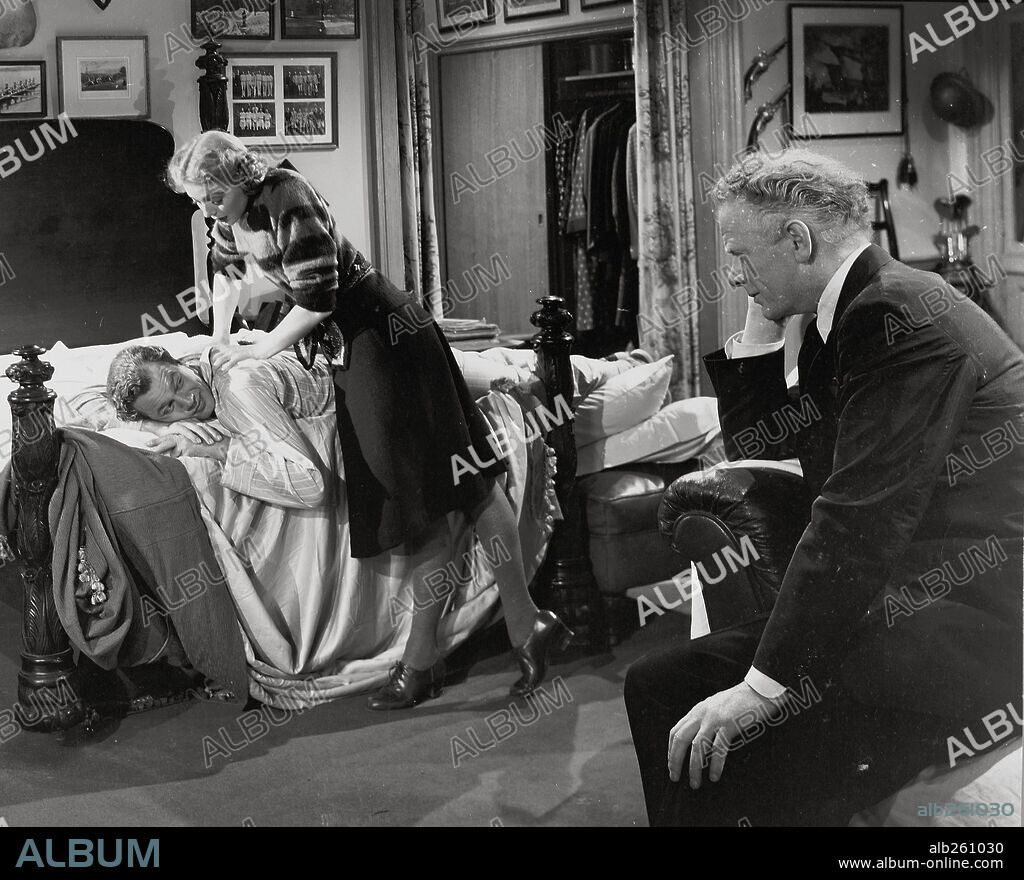 CHARLES BICKFORD, JOSEPH COTTEN and LORETTA YOUNG in THE FARMER'S DAUGHTER, 1947, directed by H. C. POTTER. Copyright RKO.