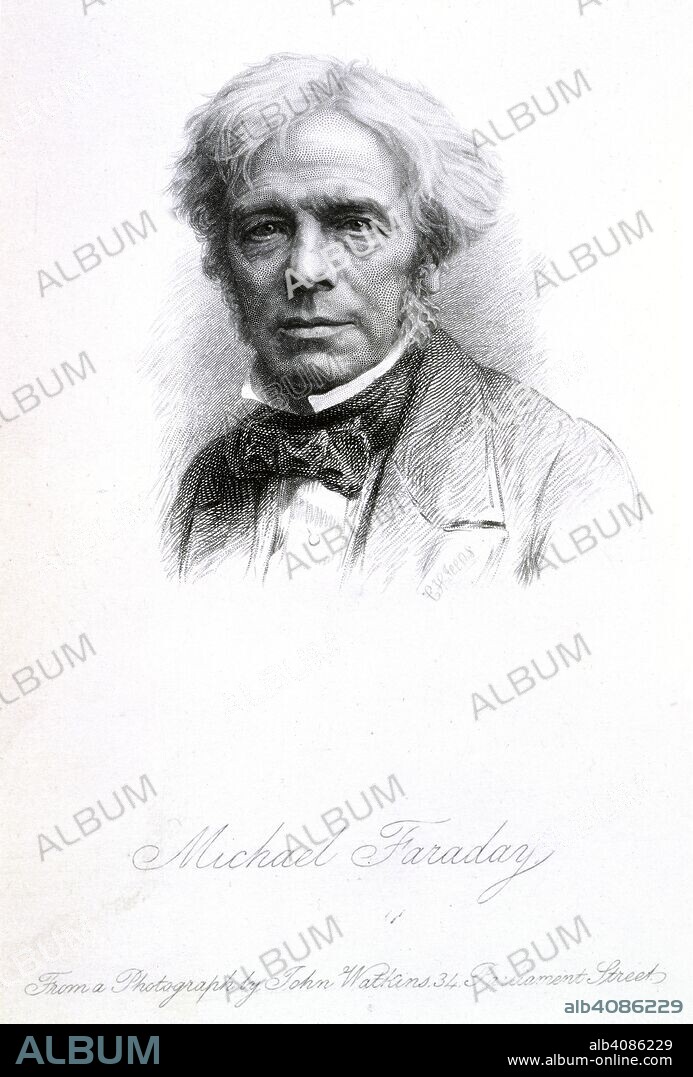JOHN HALL GLADSTONE. Michael Faraday (1791-1867). English chemist and physicist. Portrait. Michael Faraday, second edition. Macmillan & Co.: London, 1873. Source: 010821.e.65, frontispiece.