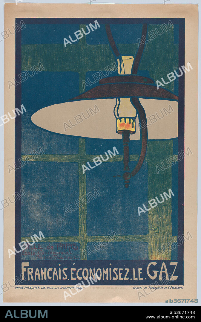 Français, economisez le gaz. Artist: Jeanne Fapournoux (French, active 1918). Dimensions: Sheet: 21 3/4 × 14 1/8 in. (55.2 × 35.8 cm). Date: ca. 1914.
World War I poster.
One of the posters designed by French school children in the conservation campaigne of the Comité National de prévoyance et d'économies, Union Française, Association Nationale pour l'expansion morale et matérielle de la France.