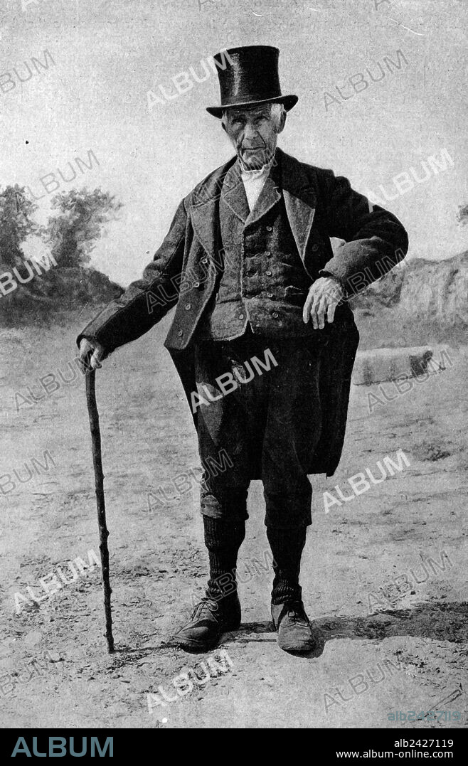 Historical Geography. 1900. Ireland. With the improved circumstances of trade and communications prior to the Great War, much that was once considered characteristic in Irish dress and Irish manner had fast begun to disappear. But this white-haired ancient, on whose fine old face time has drawn the lines of age, is, with his blackthorn stick and knee-breeches, a concept of the Irishman that dies hard.
