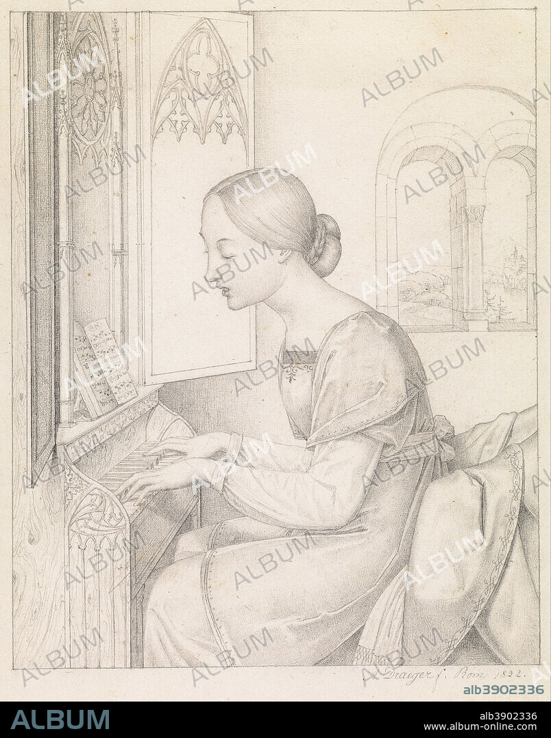 ANTON JOSEF DRäGER. Saint Cecilia. Date/Period: 1822. Drawing