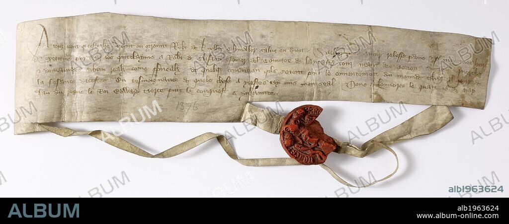 General release from Sir Robert de Knolles, Knt. to Robert de  Clifton, Esq. of Co. Lancaster. 1376. Source: Egerton Ch. 573.
