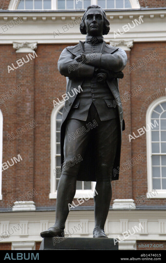 Samuel Adams (1722-1803). American statesman, political philosopher, and one of the Founding Fathers of the United States. Statue. Boston. Massachusetts. United States.