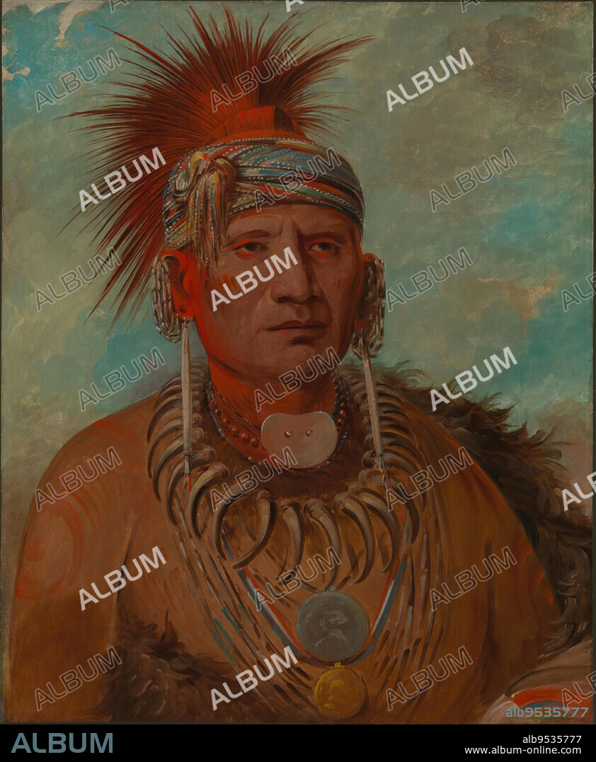 GEORGE CATLIN. Neu-mon-ya, Walking Rain, War Chief. oil on canvas. Date: 1844-1845.