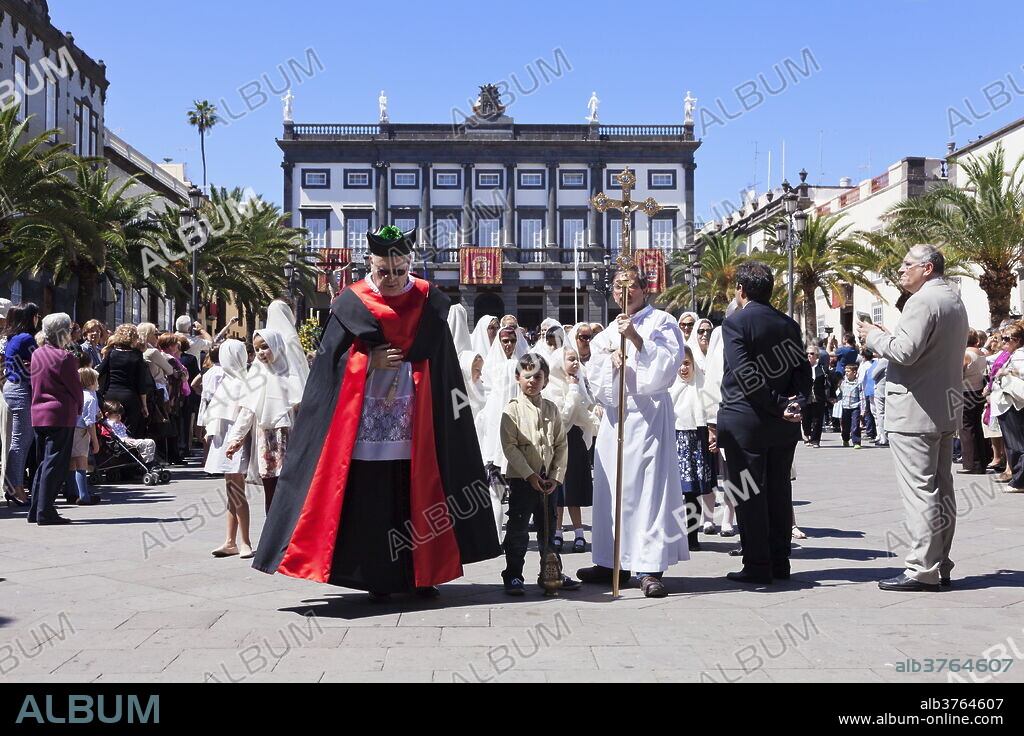 Easter procession in the old town Vegueta, Las Palmas, Gran Canaria, Canary Islands, Spain, Atlantic, Europe.