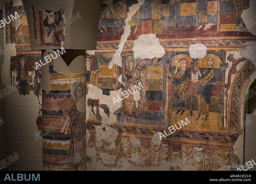 Romanesque art in the National Art Museum of Catalonia,Barcrelona,paintings of Santa Maria in Taüll (1123 AC).Boí valley.