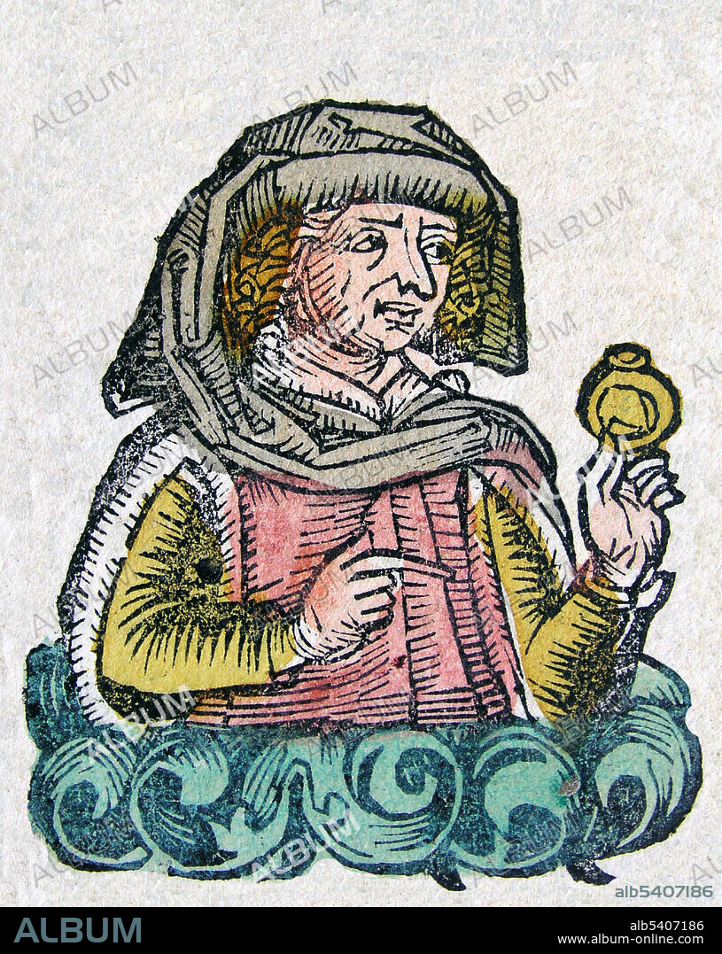 Publius Ovidius Naso (43 BC-17/18 AD), known as Ovid, was a Roman poet best known as the author of the three major collections of erotic poetry: Heroides, Amores, and Ars Amatoria, and of the Metamorphoses, a mythological hexameter poem. He is considered a master of the elegiac couplet, and is traditionally ranked alongside Virgil and Horace as one of the three canonic poets of Latin literature. His poetry remains one of the most important sources of classical mythology. The exile of Ovid is one of the most mysterious events of what is now called Classical antiquity. In 8 AD he was banished from Rome to Tomis, on the shores of the Black Sea, by decree of the emperor Augustus, but for reasons never definitively answered. In exile, Ovid wrote two poetry collections titled Tristia and Epistulae ex Ponto, illustrating his sadness and desolation. Being far from Rome, he had no access to libraries, and thus might have been forced to abandon the Fasti poem about the Roman calendar, of which only the first six books exist - January through June. He died 17 or 18 AD, at the age of 58 or 60. Woodcut (cropped and cleaned) from Nuremberg Chronicle, 15th century.