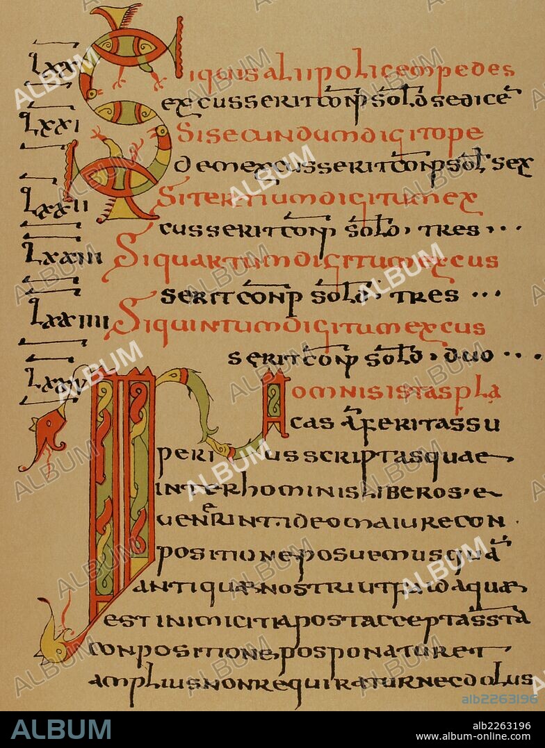 Edictum Rothari. Written compilation of Lombard law, condified and promulgated 22 november 643 by King Rothari. Reproduction.