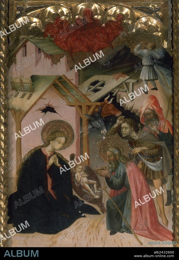Gothic. Spain. Catalonia. Altarpiece of the Virgin of Escala by Joan Antigo (1409-1452). Adoration of the Shepherds. Sant Esteve de Banyoles. 1437-1439.
