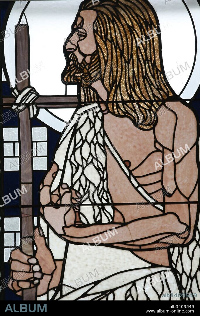 Am Steinhof church (church Leopld), Stained glass by Koloman Moser, Saint Jean.