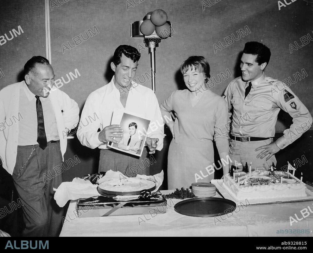 Hal Wallis, Dean Martin, Shirley Maclaine and Elvis Presley, 1961.