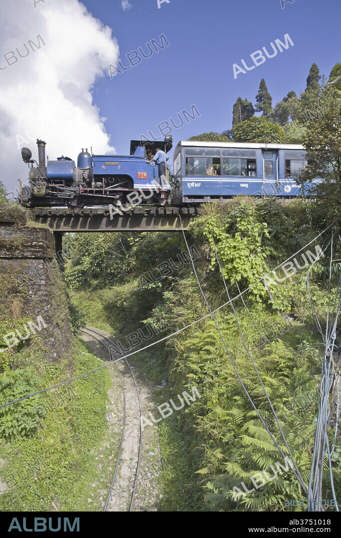 Steam train (Toy Train) of the Darjeeling Himalayan Railway, UNESCO World Heritage Site, Batasia Loop, Darjeeling, West Bengal, India, Asia.