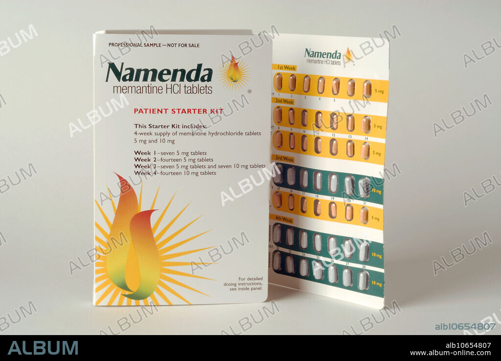 Namenda (Memantine), a drug used to treat Alzheimer's disease; patient starter kit.