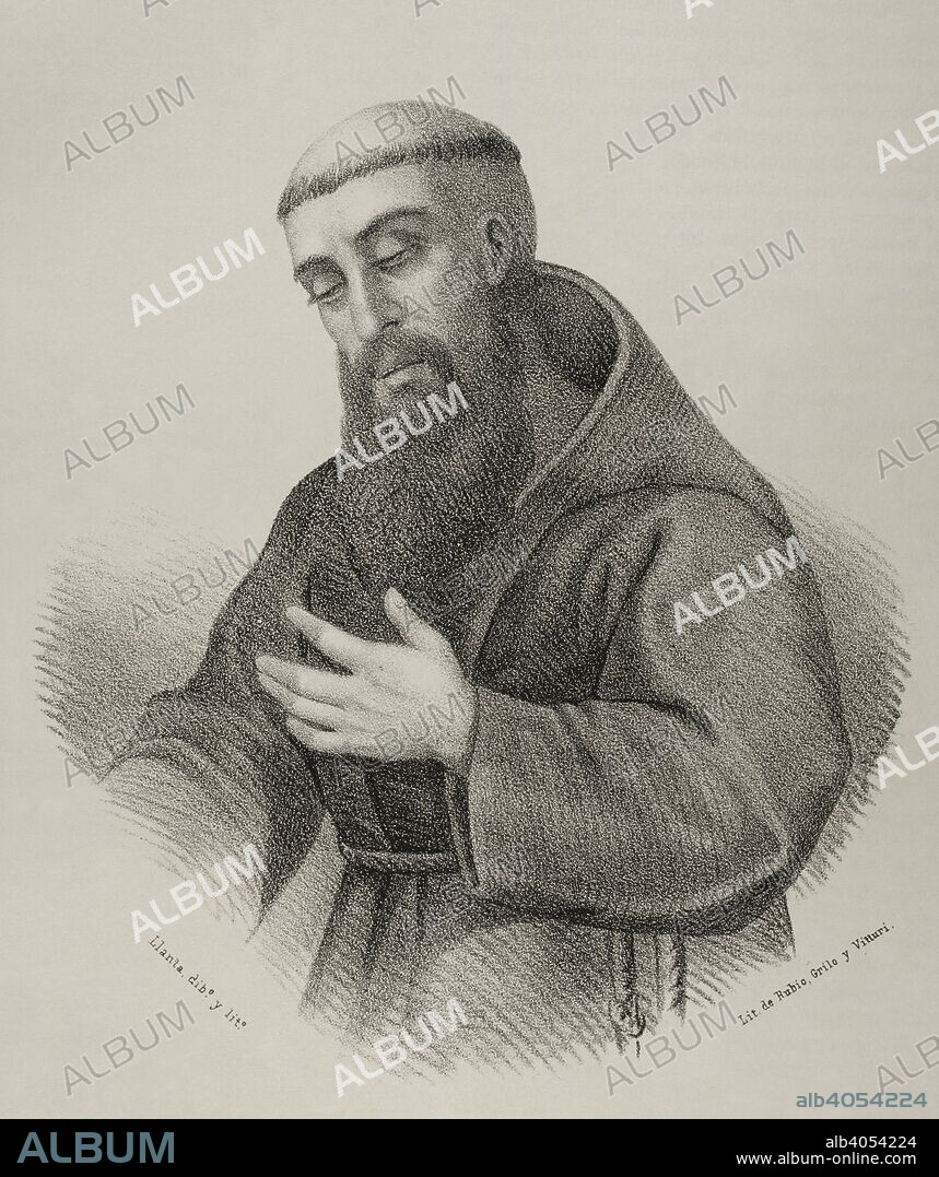 Fray Diego José de Cádiz, con el nombre secular de José Francisco López-Caamaño y Garcia Pérez (1743-1801). Fraile capuchino, asceta y orador español. Dibujo por Llanta. Retrato. Litografía. Crónica General de España, Historia Ilustrada y Descriptiva de sus Provincias. Andalucía, 1867. Biblioteca Histórico Militar de Barcelona, Cataluña, España.