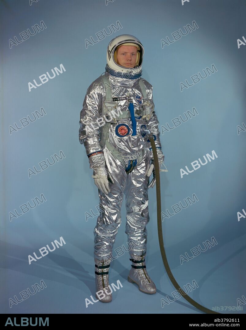 Astronaut Neil Armstrong is shown here in the Gemini G-2C Astronaut Training Suit, G-2C used in Astronaut training at MSC, Houston, TX. Neil Alden Armstrong (August 5, 1930 - August 25, 2012) was an American astronaut and the first person to walk on the Moon. He was also an aerospace engineer, naval aviator, test pilot, and university professor. Before becoming an astronaut, Armstrong was an officer in the US Navy and served in the Korean War. A participant in the US Air Force's Man in Space Soonest and X-20 Dyna-Soar human spaceflight programs, Armstrong joined the NASA Astronaut Corps in 1962. He made his first space flight, as command pilot of Gemini 8, in 1966, becoming NASA's first civilian astronaut to fly in space. On this mission, he performed the first docking of two spacecraft, with pilot David Scott. His second and last spaceflight was as mission commander of the Apollo 11 moon landing, in July 1969. On this mission, he and Buzz Aldrin descended to the lunar surface and spent two and a half hours exploring, while Michael Collins remained in lunar orbit in the Command Module. Along with Collins and Aldrin, he was awarded the Presidential Medal of Freedom by President Richard Nixon. In 1978, President Jimmy Carter presented Armstrong the Congressional Space Medal of Honor in and his former crewmates received the Congressional Gold Medal in 2009. He died in 2012, at the age of 82, after complications from coronary artery bypass surgery.