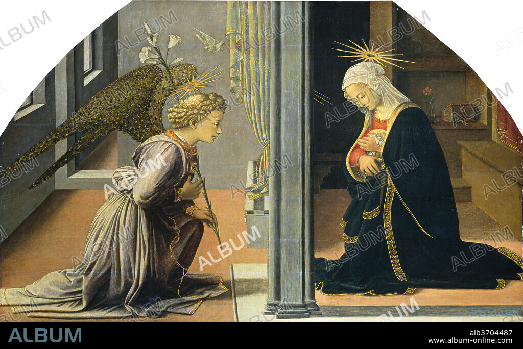 FRA FILIPPO LIPPI. The Annunciation. Dated: c. 1435/1440. Dimensions: overall: 100 x 161 cm (39 3/8 x 63 3/8 in.). Medium: tempera on panel.