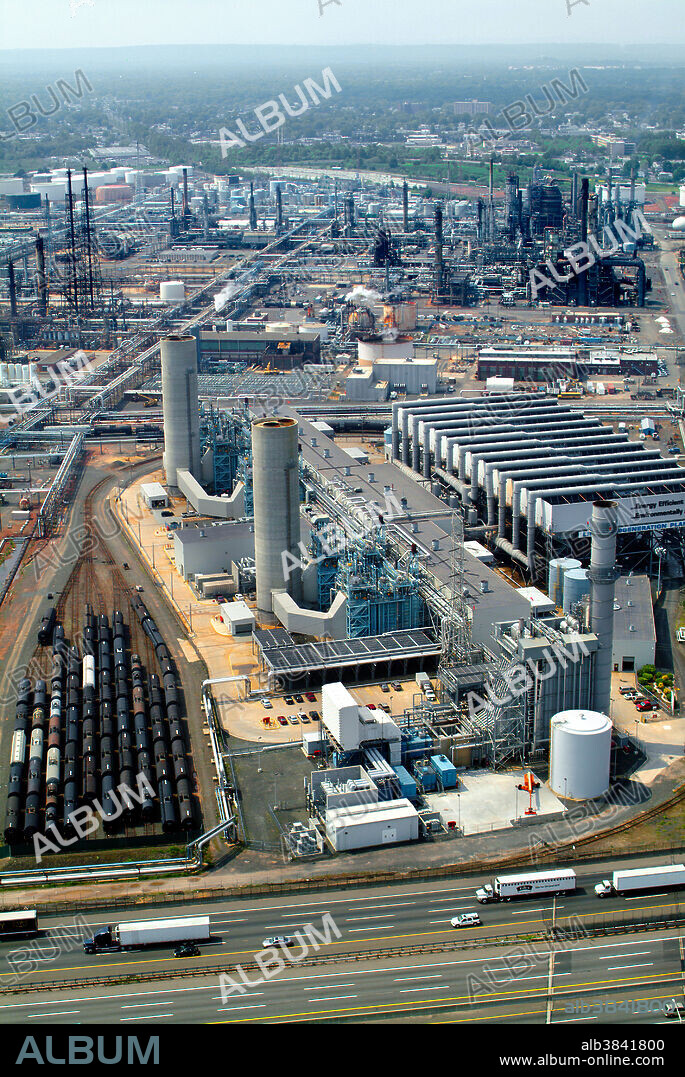 Linden Cogeneration Power Plant (& petroleum refinery), NJ. Cogeneration plants use heat generated by industrial processes to generate electricity or heat/cool facilities.
