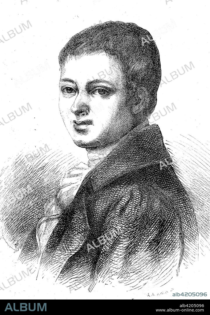 Bernd Heinrich Wilhelm von Kleist, 18 October 1777 - 21 November 1811, was a German poet, dramatist, novelist, short story writer and journalist, digital improved reproduction of a woodcut publication in the year 1885.
