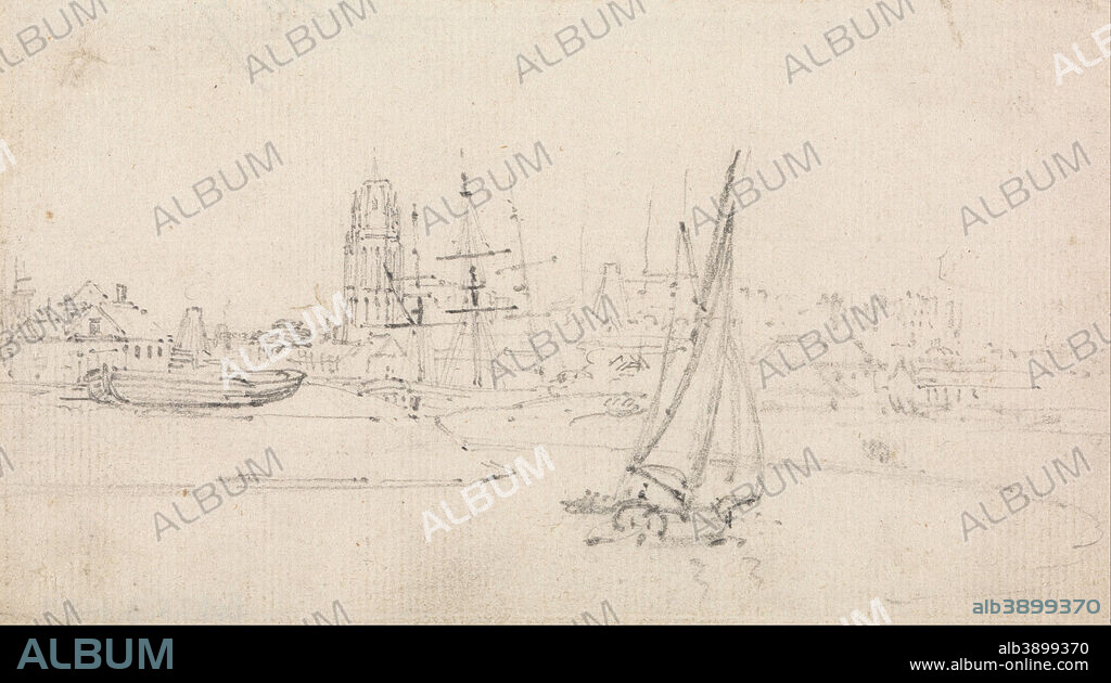 THOMAS GIRTIN. St. Mary Redcliff, Bristol. Date/Period: Ca. 1797. Marine art. Graphite on medium, slightly textured, blued white, laid paper. Height: 89 mm (3.50 in); Width: 157 mm (6.18 in).