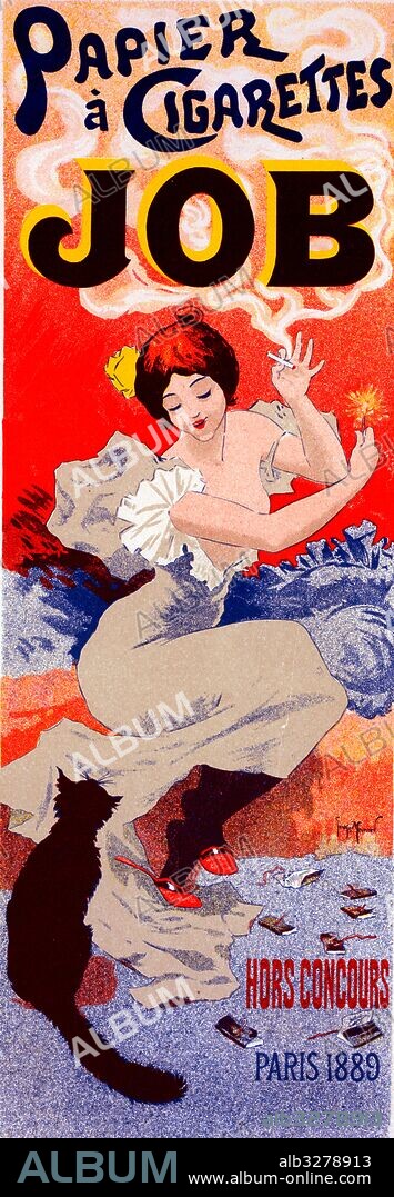 Poster for Papier à Cigarettes Job. Georges Meunier, 1869-1942, Renowned poster artist, influenced by Jules Cheret.