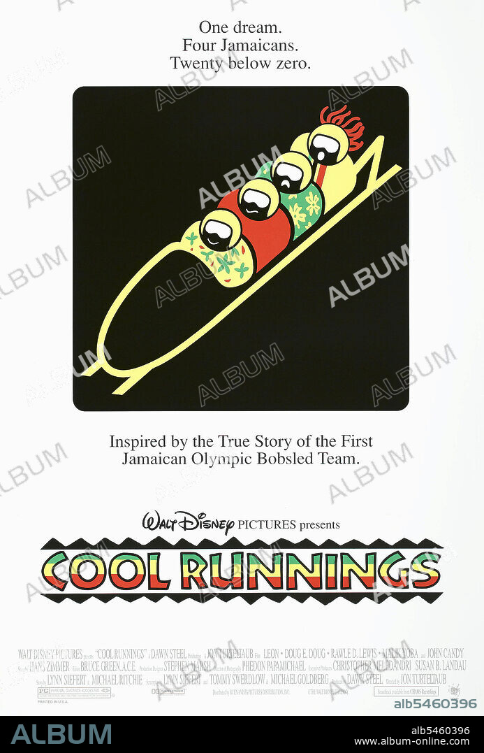 Affiche de RASTA ROCKETT, 1993 (COOL RUNNINGS), réalisé par JON TURTELTAUB. Copyright WALT DISNEY PICTURES.