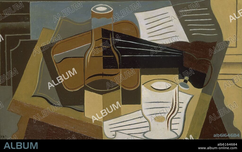 JUAN GRIS. VIOLON, CARAFE ET VERRE - VIOLIN BOTELLA Y VASO - 1920 - O/L - 0,33 X 0,55 - CUBISMO - Nº INVENTARIO 148.