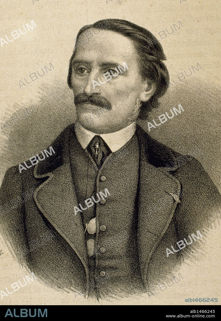 CESARE CANTU (1804-1895). Escritor e historiador italiano. Se adhirió al movimiento de la "Giovane Italia". Grabado.