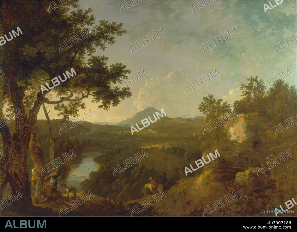 RICHARD WILSON. View near Wynnstay, the Seat of Sir Watkin Williams-Wynn, BT. Date/Period: 1770 to 1771. Painting. Oil on canvas. Height: 1,803 mm (70.98 in); Width: 2,448 mm (96.37 in).