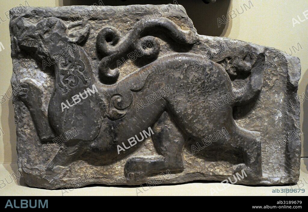 Medieval Art Daghestan area.  Fragment of architectural decoration of buildings. Shale, carving. Kubachi village, Dagestan, Russia. 14th-early 15th century. The State Hermitage Museum. Saint Petersburg. Russia.