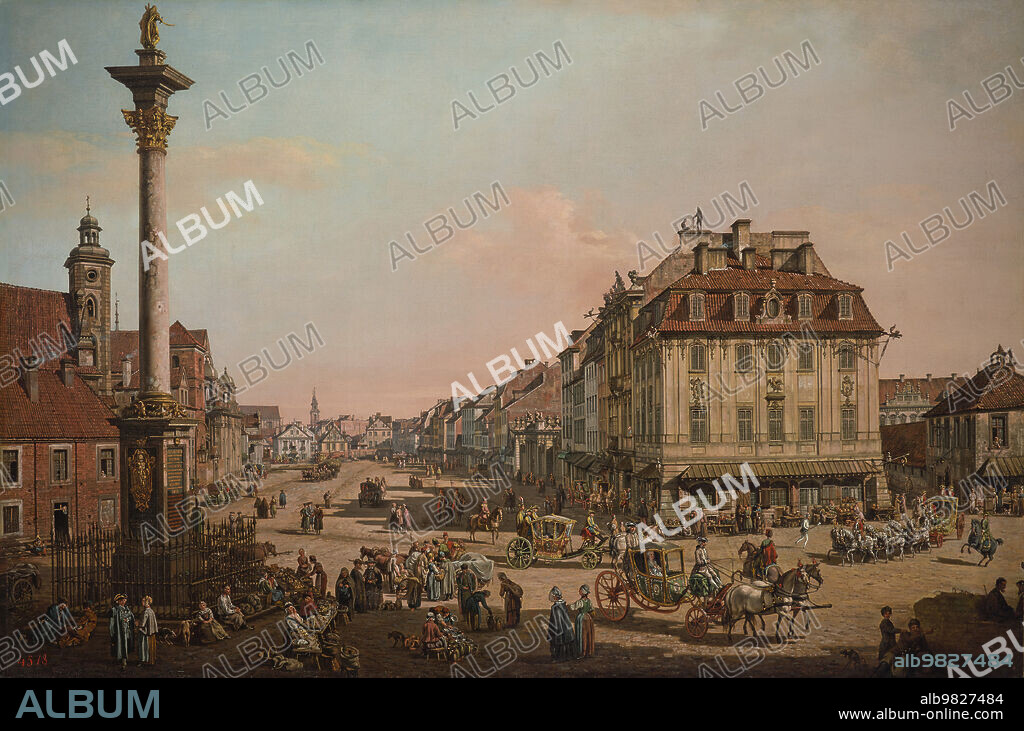 BERNARDO BELLOTTO. View of Krakowskie Przedmiescie and Sigismund's Column.