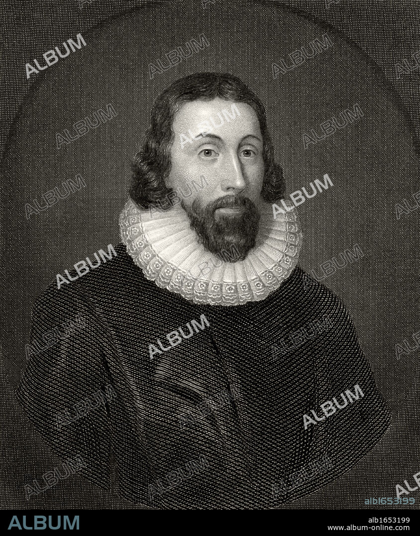 John Winthrop 1587 or 1588 to 1649 English born Puritan who became first Governor of Massachusetts Bay Colony From 19th century engraving by C.W. Sharpe after Vandyke.