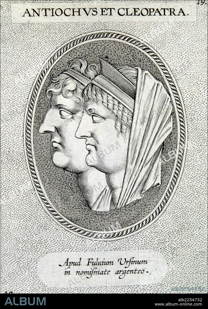 MARCO ANTONIO. NOBLE ROMANO. CASADO CON CLEOPATRA DE EGIPTO. " MARCO ANTONIO Y CLEOPATRA ". GRABADO. BIBLIOTECA NACIONAL. MADRID.