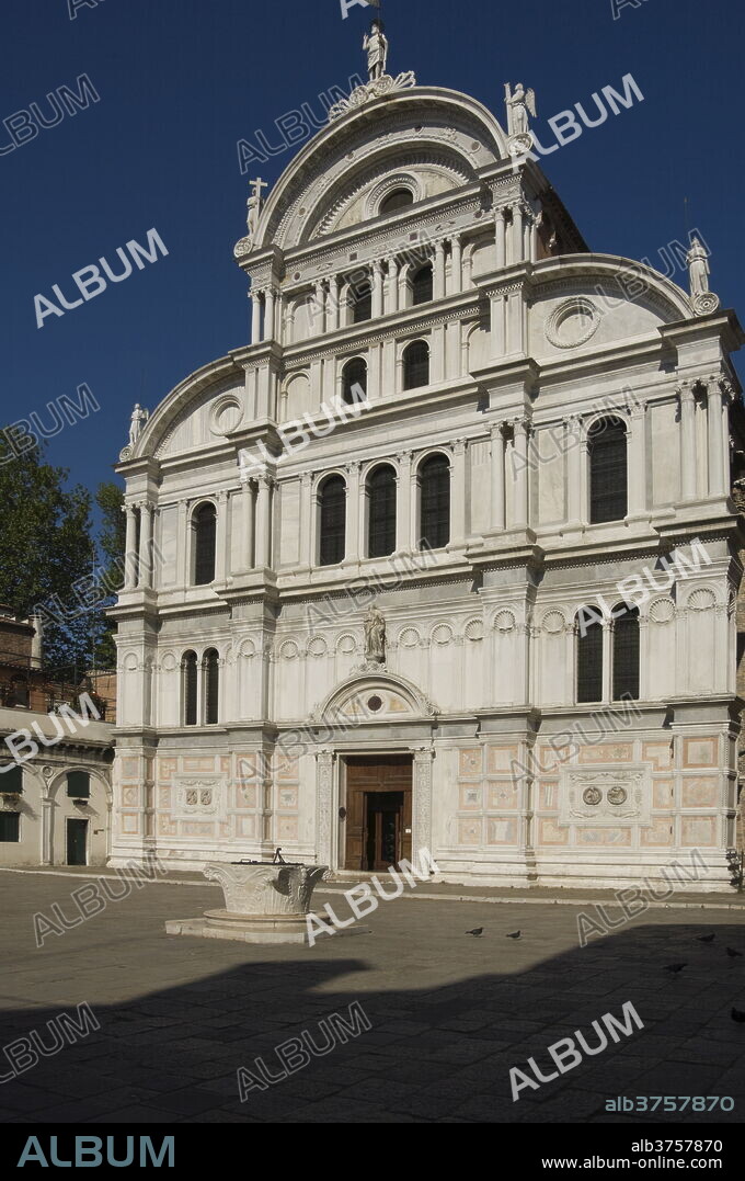 The 15th century facade of San Zacharia (San Zaccaria), Venice, UNESCO World Heritage Site, Veneto, Italy, Europe.