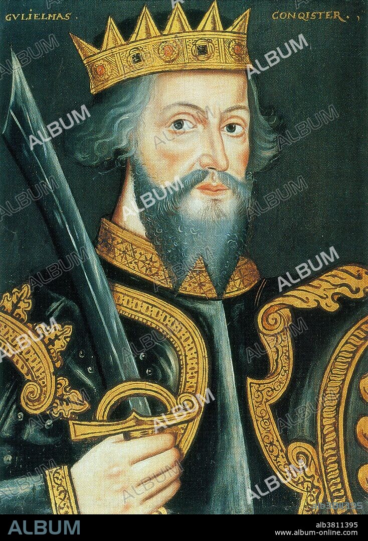 Posthumous portrait of William the Conqueror by unknown artist, circa 1620. William I (1028 - September 9, 1087) was the first Norman King of England, reigning from 1066-87. The descendant of Viking raiders, he had been Duke of Normandy since 1035 under the style William II. After a long struggle to establish his power, by 1060 his hold on Normandy was secure, and he launched the Norman conquest of England in 1066. William was crowned king on Christmas Day 1066, in London. He made arrangements for the governance of England in early 1067 before returning to Normandy. Several unsuccessful rebellions followed, but by 1075 William's hold on England was mostly secure, allowing him to spend the majority of the rest of his reign on the Continent. His final years were marked by difficulties in his continental domains, troubles with his eldest son, and threatened invasions of England by the Danes. He died in 1087, at the age of 59, while leading a campaign in northern France, and was buried in Caen. His lands were divided after his death: Normandy went to his eldest son, Robert, and his second surviving son, William, received England. His reign in England was marked by the construction of castles, the settling of a new Norman nobility on the land, and change in the composition of the English clergy.