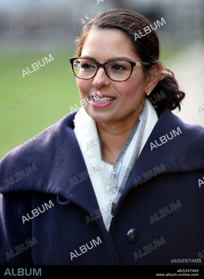 Photograph of Priti Patel. Priti Sushil Patel (1972-) a British politician who has served as Home Secretary since 2019 and the Member of Parliament for Witham since 2010. She was International Development Secretary from 2016 to 2017.