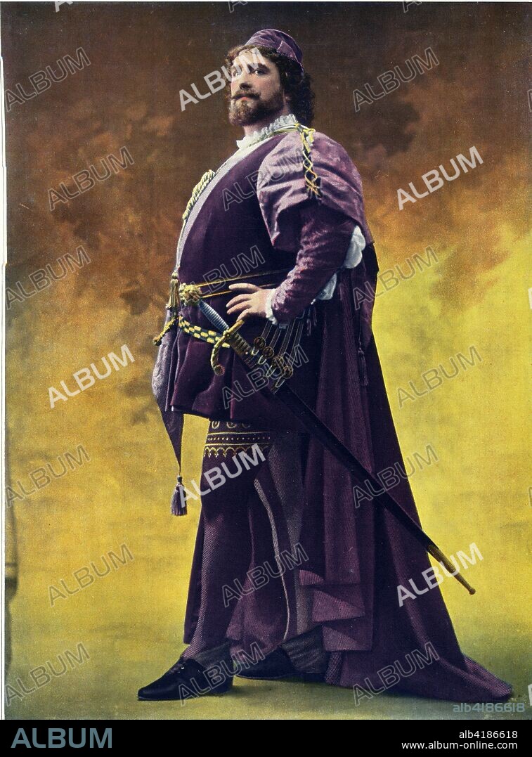'Académie Nationale. - Othello - Iago - M. Delmas', 1904. Jean-Francois Delmas, (1861-1933) as Iago in Othello - an opera in four acts by Giuseppe Verdi to an Italian libretto by Arrigo Boito, based on Shakespeare's play. From "Le Théatre - Jan-June 1904". [Le Théatre, Paris, 1904].