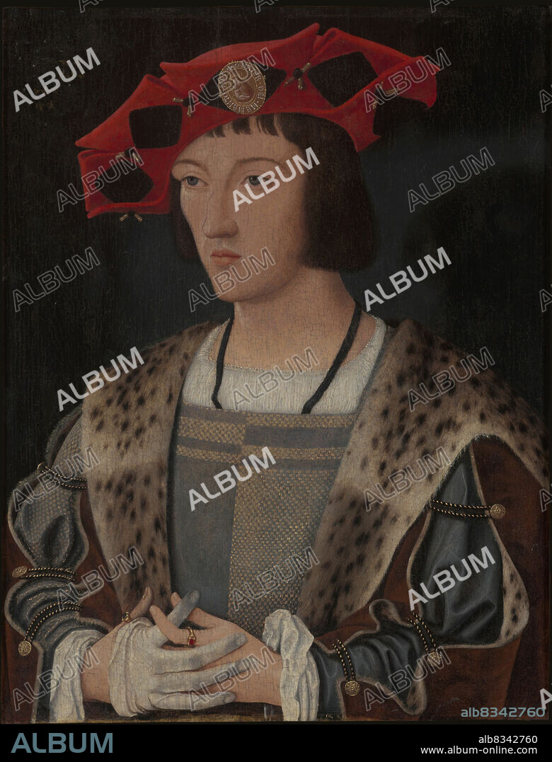 JAN MOSTAERT. Portrait of a Man Putting On a Glove (Portrait of a Courtier).