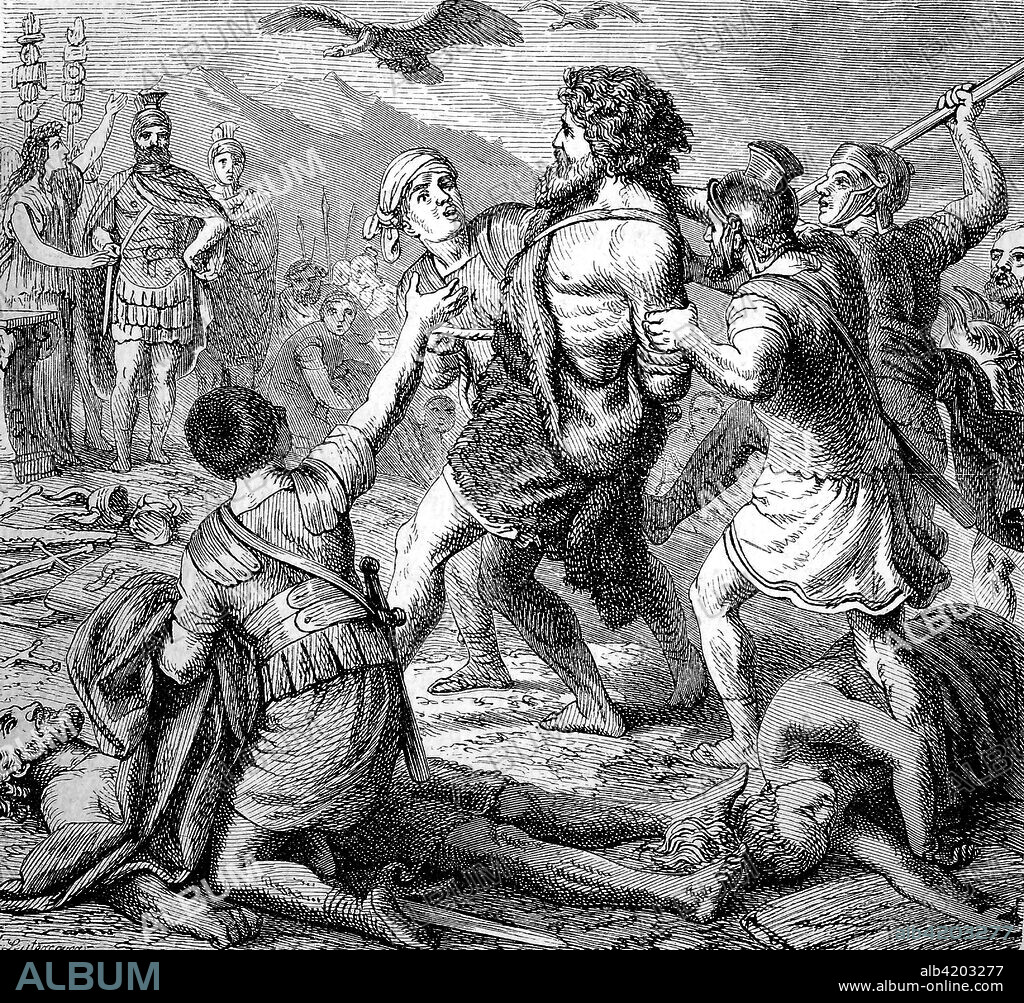 Teutobod, Theudobod was a King of the Teutons, here's capture by the Roman legionaries, the story of the ancient Rome, roman Empire, Italy.