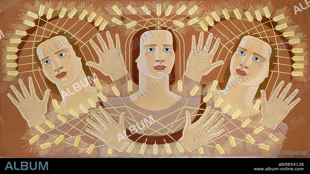Maruja Mallo/ Canto de las espigas, 1939. Óleo sobre lienzo. 118 x 233 cm
Serie:  La religión del trabajo.