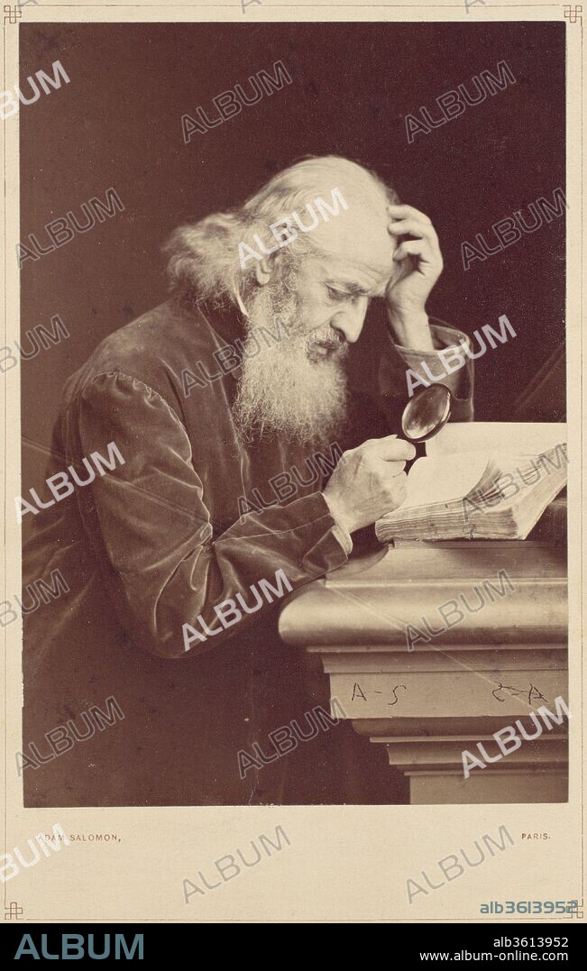 [Bearded Man with Magnifying Glass Examining a Manuscript]. Artist: Antoine-Samuel Adam-Salomon (French, La Ferté-sous-Jouarre 1811-1881 Paris). Date: 1870s.