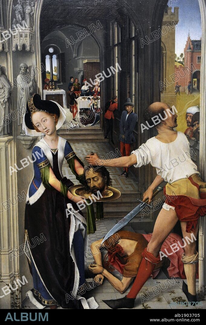 Gothic Art. Flanders. Rogier van der Weyden or Roger de la Pasture (1399 or 1400-1464). Early Flemish painter. Saint John the Baptist Altarpiece, 1455-1460. Right panel. Beheading of Saint John the Baptist. Oil on oak panel. Gemaldegalerie. Berlin. Germany.