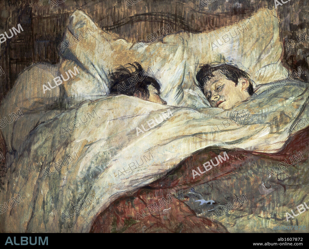 HENRI DE TOULOUSE LAUTREC. Le Lit   c.1892?  Henri de Toulouse-Lautrec (1864-1901/French)  Ink with Watercolor  Musee d'Orsay, Paris, France.