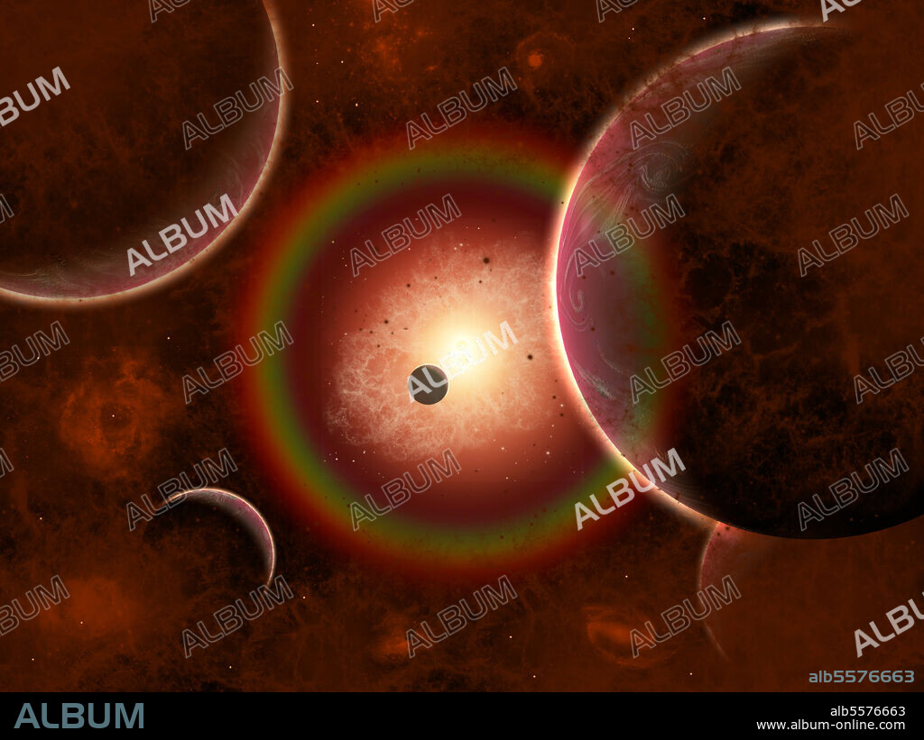 The death of an alien solar system as its Sun goes supernova.