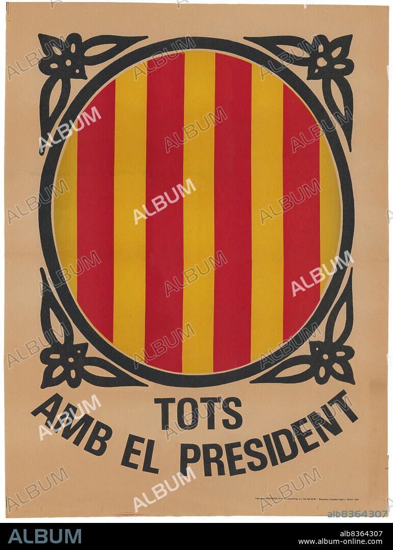 Publicidad. Cartel institucional de la campaña electoral de Catalunya Tots amb el president. Año 1977.