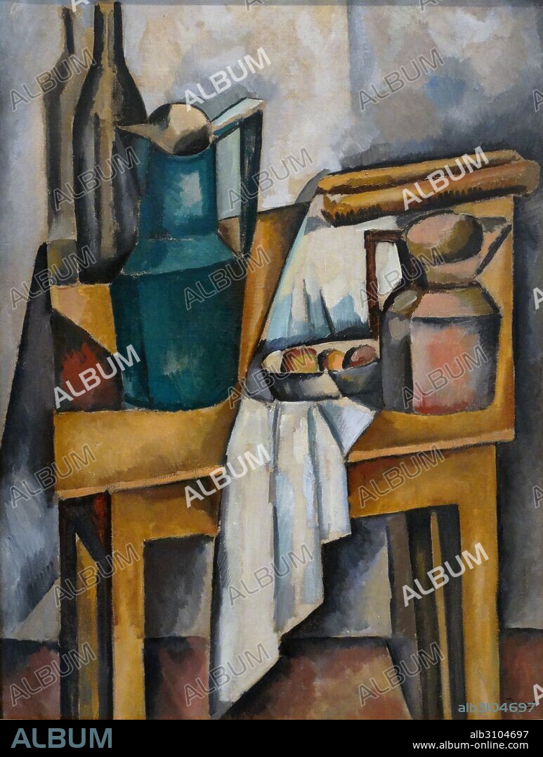 ANDRÉ DERAIN. Still life on a table 1910 by Andre Derain 1880-1954. French artist, painter, sculptor and co-founder of Fauvism with Henri Matisse.