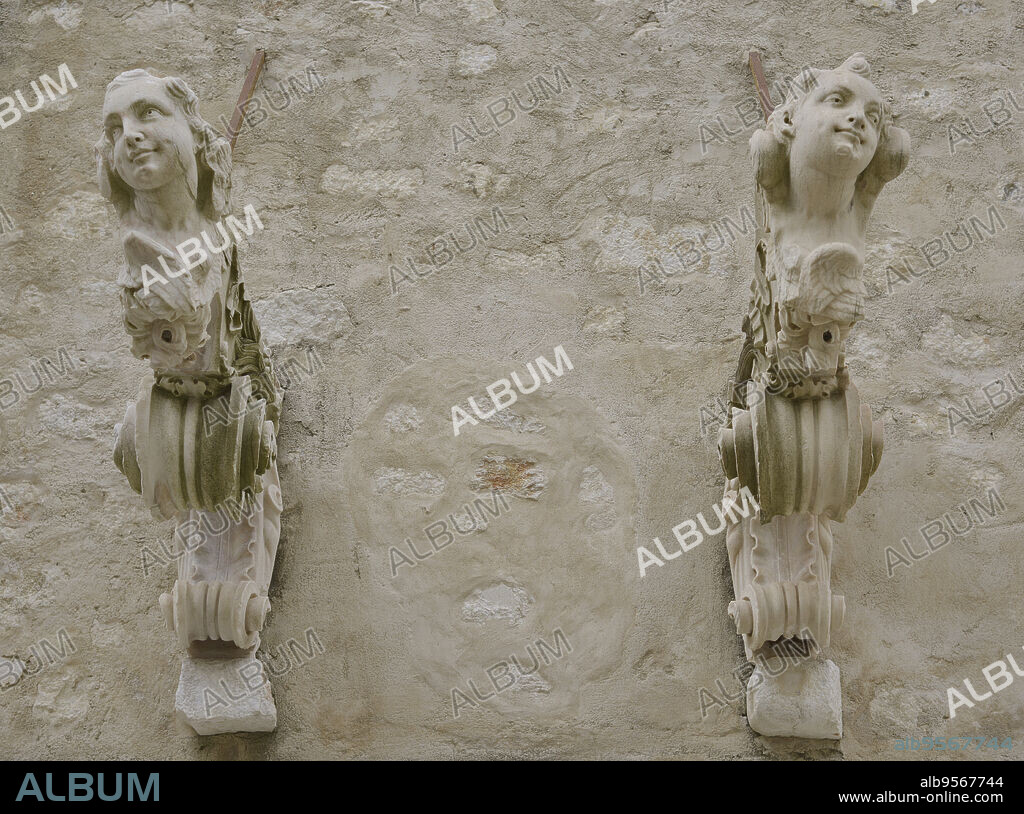 Corbels with angels, 18th century. From the Church of Santo Antao College (Church of Saint Anthony) in Lisbon. Carmo Archaeological Museum. Lisbon, Portugal.