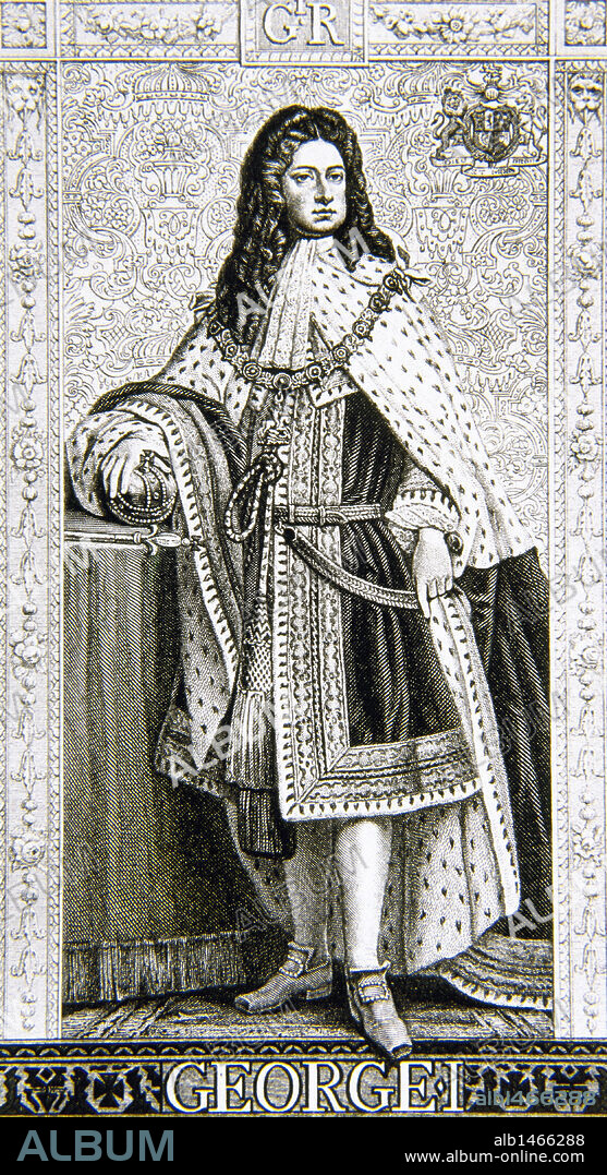 JORGE I (Hannover, 1660-Osnabrück, 1727). Rey de Gran Bretaña e Irlanda (1714-1727) y elector de Hannover (1698-1727). Hijo de Ernesto Augusto, primer elector de Hannover, y de Sofía. Grabado.