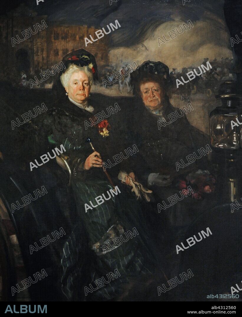 José María López Mezquita (1883-1954). Pintor español. La infanta Isabel de Borbón y la marquesa de Nájera a la salida de los toros, 1915. Museo de Historia. Madrid. España.